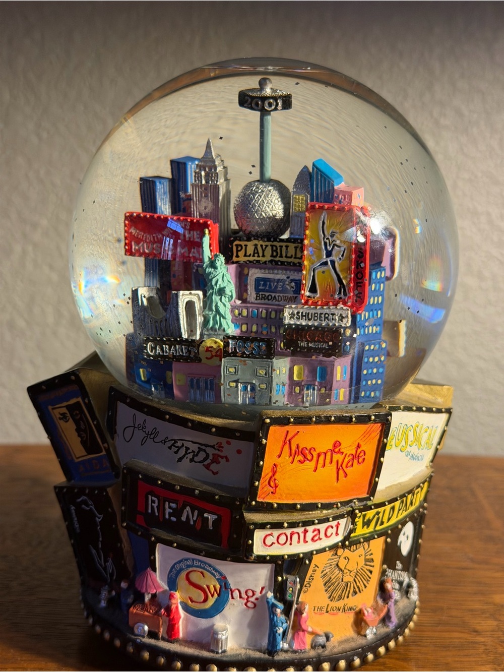 2001 NYC Broadway Musical Snow Globe Times Square Rent Seussical Fosse Theater